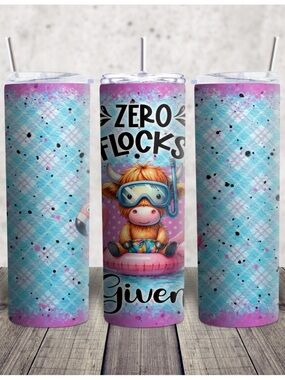 Hand Crafted Aqua and Pink 'Zero Flocks' 20 ounce Tumbler